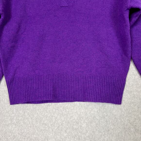 J. Crew Purple Collared V Neck Crop Sweater in Supersoft Yarn Size XS - Picture 3 of 7